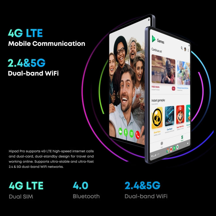 키보드 없음, Android 11, Qualcomm Snapdragon 662 옥타 코어 최대 2.0GHz, 듀얼 SIM & 블루투스 & WiFi & TF 카드 지원 (블랙+블루), HiPad Pro 8GB+128GB