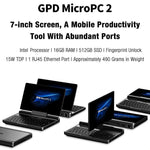 GPD MicroPC 2 핸드헬드 게이밍 PC, 16GB+512GB, 7인치 Windows 11 Pro 인텔 프로세서 N250, 미국 플러그, WMC2573AU, WMC2573EU, WMC2573UK, WMC2573US