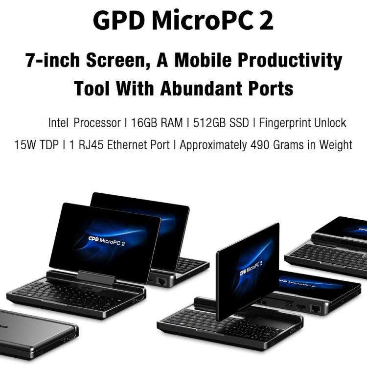GPD MicroPC 2 핸드헬드 게이밍 PC, 16GB+512GB, 7인치 Windows 11 Pro 인텔 프로세서 N250, 미국 플러그, WMC2573AU, WMC2573EU, WMC2573UK, WMC2573US