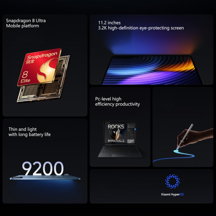 샤오미 패드 8 프로 11.2인치, 16GB+512GB, HyperOS 3 Qualcomm Snapdragon 8 Elite 옥타 코어, 16GB+512GB