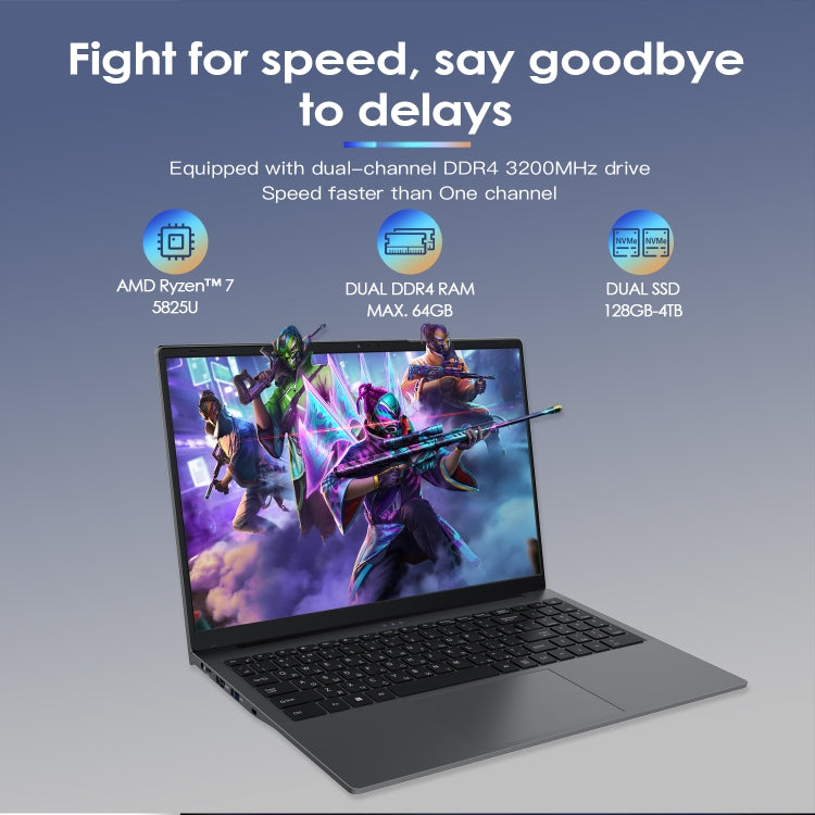 GXMO G156 15.6인치 노트북, 16GB+512GB, 윈도우 11 AMD 라이젠 7 5825U 옥타 코어, 지문 인식 잠금 해제 지원, 미국 플러그, 32GB+1TB
