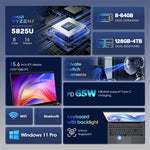 GXMO G156 15.6인치 노트북, 16GB+512GB, 윈도우 11 AMD 라이젠 7 5825U 옥타 코어, 지문 인식 잠금 해제 지원, 미국 플러그, 32GB+1TB