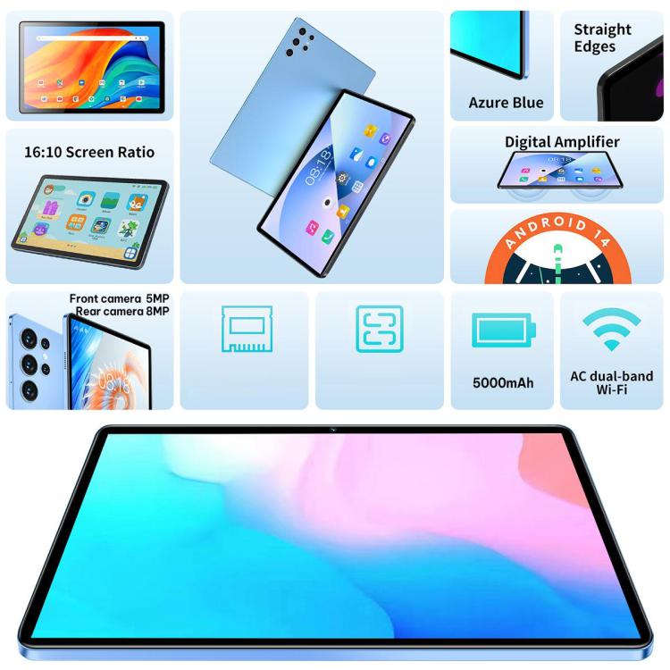BDF H39 10.1인치 4G LTE 태블릿 PC, 6GB+128GB, 안드로이드 10 MTK6750 옥타 코어, 듀얼 SIM 지원, EU 플러그, 8GB+256GB, EU 플러그
