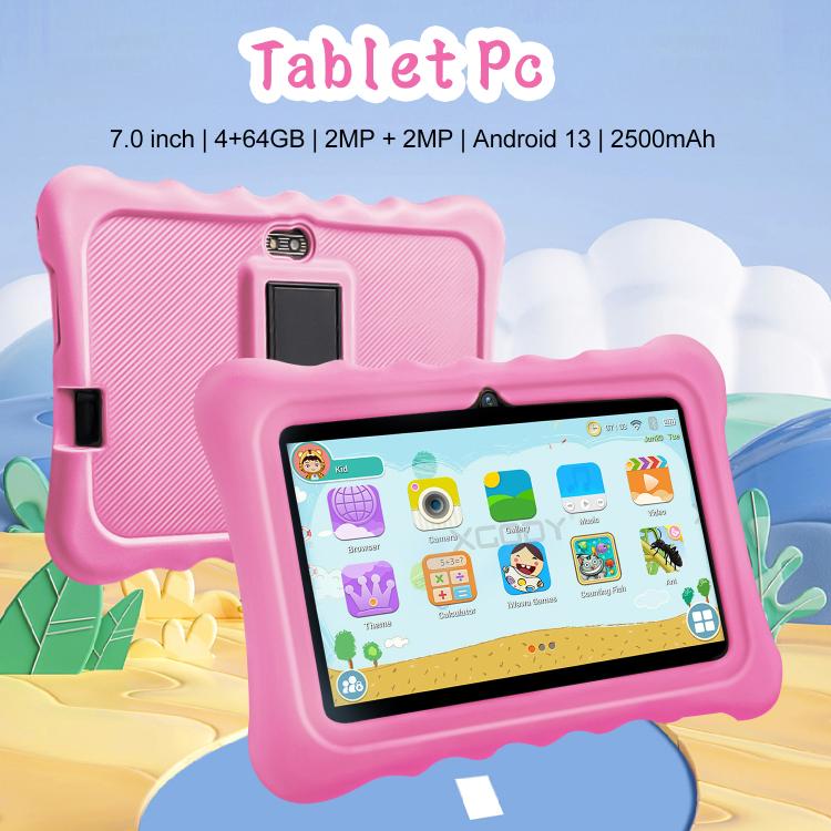 BDF T7 7인치 WiFi 키즈 태블릿 PC, 실리콘 케이스 포함, 2GB+32GB, 안드로이드 8.1 MTK6735 쿼드 코어 CPU, 미국 플러그, 4GB+64GB