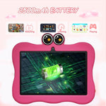 BDF 7인치 WiFi 키즈 태블릿 PC 게 실리콘 케이스, 2GB+32GB, 안드로이드 8.1 MTK6735 쿼드 코어 CPU, 미국 플러그, 4GB+64GB