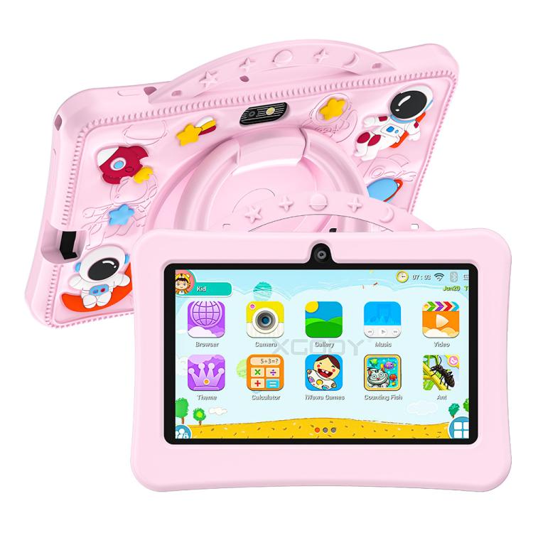 BDF 7인치 WiFi 키즈 태블릿 PC 휴대용 우주인 실리콘 케이스, 1GB+16GB, 안드로이드 8.1 MTK6735 쿼드 코어 CPU, 미국 플러그, 3GB+32GB
