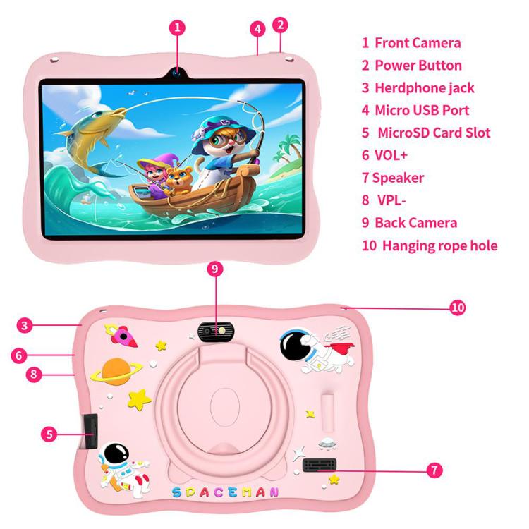 BDF 7 inch WiFi Kids Tablet PC with Spaceman Silicone Case, 1GB+16GB, Android 8.1 MTK6735 Quad Core CPU, US Plug, 3GB+32GB