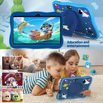 BDF 7인치 WiFi 키즈 태블릿 PC 우주인 실리콘 케이스, 2GB+32GB, 안드로이드 8.1 MTK6735 쿼드 코어 CPU, 미국 플러그, 4GB+64GB