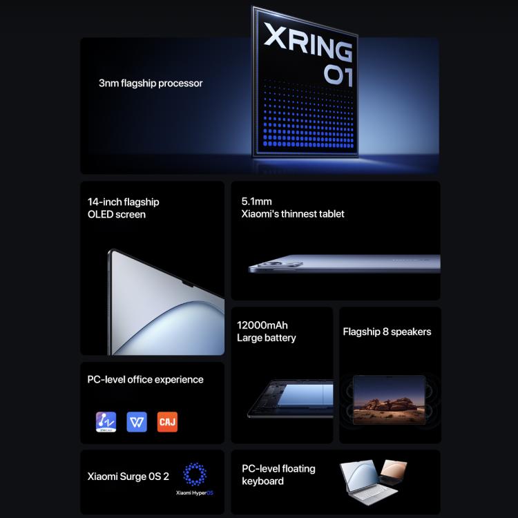 Xiaomi Pad 7 Ultra 14인치, 12GB+512GB, HyperOS 2, XRING O1 3nm 데카 코어 CPU, 12GB+512GB