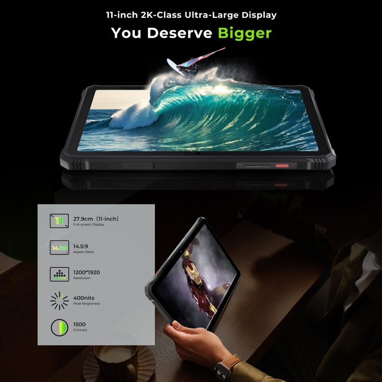 HOTWAV Tab R9 Pro IP68/IP69K 러기드 태블릿, 6GB+256GB, 11인치 Android 14 Unisoc T606 옥타 코어 4G 네트워크, 구글 플레이 포함 글로벌 버전, EU 플러그, Tab R9 Pro