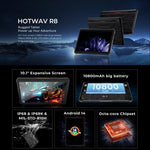 HOTWAV Tab R8 IP68/IP69K 견고한 태블릿, 4GB+128GB, 10.1인치 Android 14 Unisoc T606 옥타 코어 4G 네트워크, 글로벌 버전 구글 플레이 포함, EU 플러그, Tab R8