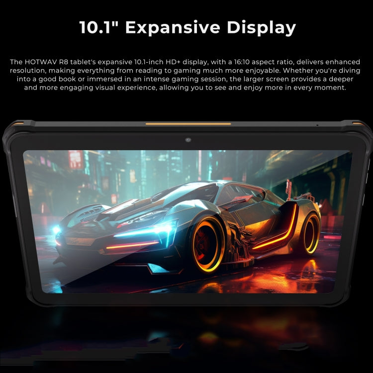 HOTWAV Tab R8 IP68/IP69K 견고한 태블릿, 4GB+128GB, 10.1인치 Android 14 Unisoc T606 옥타 코어 4G 네트워크, 글로벌 버전 구글 플레이 포함, EU 플러그, Tab R8