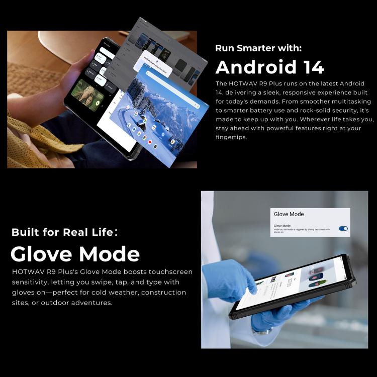 HOTWAV Tab R9 Plus IP68/IP69K 방수 방진 러기드 태블릿, 8GB+512GB, 11인치 Android 14 Unisoc T7280 옥타 코어 4G 네트워크, 글로벌 버전 구글 플레이 포함, EU 플러그, Tab R9 Plus