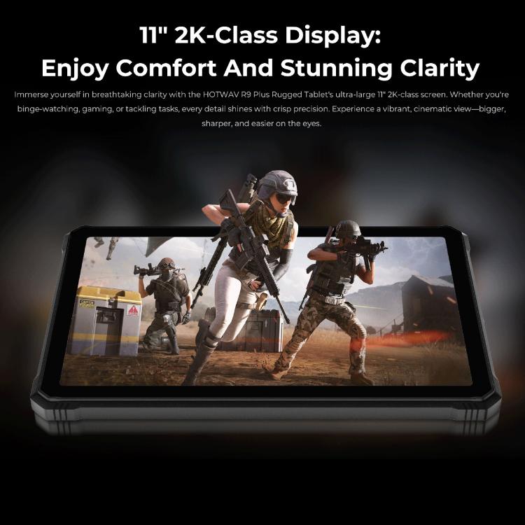 HOTWAV Tab R9 Plus IP68/IP69K 방수 방진 러기드 태블릿, 8GB+512GB, 11인치 Android 14 Unisoc T7280 옥타 코어 4G 네트워크, 글로벌 버전 구글 플레이 포함, EU 플러그, Tab R9 Plus