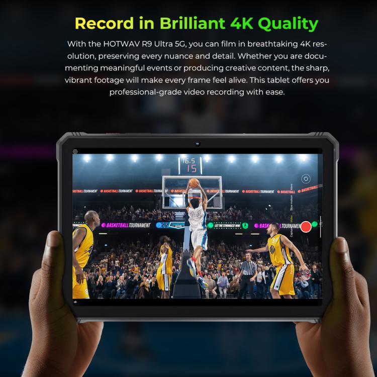 HOTWAV Tab R9 Ultra IP68/IP69K 방수 방진 러기드 태블릿, 8GB+512GB, 11인치 Android 15 Unisoc T8200 옥타 코어 5G 네트워크, 글로벌 버전 구글 플레이 포함, EU 플러그, Tab R9 Ultra