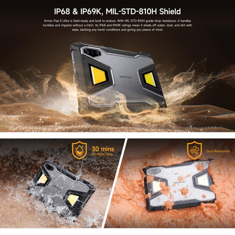 Ulefone Armor Pad 5 Ultra 러기드 태블릿 PC, 12GB+512GB, 11인치 Android 15 MediaTek Dimensity 7400X 옥타 코어 5G 네트워크, EU 플러그, Armor Pad 5 Ultra
