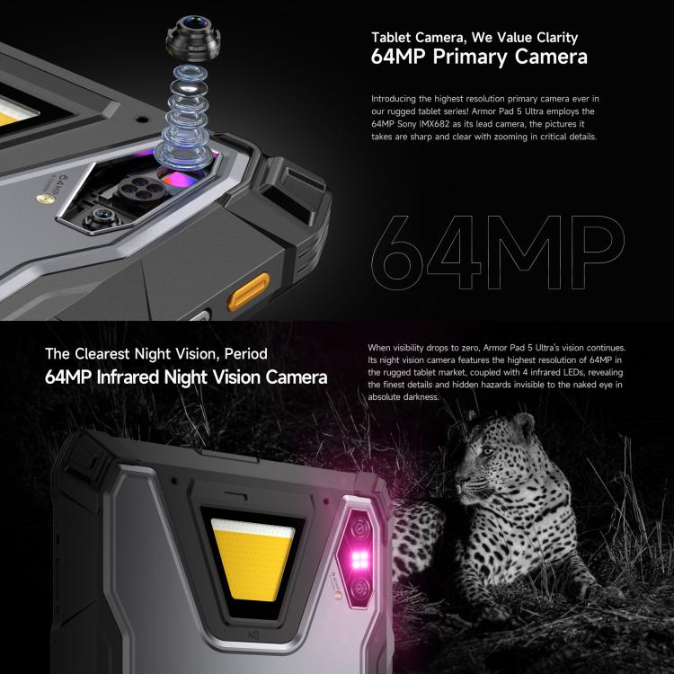 Ulefone Armor Pad 5 Ultra 러기드 태블릿 PC, 12GB+512GB, 11인치 Android 15 MediaTek Dimensity 7400X 옥타 코어 5G 네트워크, EU 플러그, Armor Pad 5 Ultra