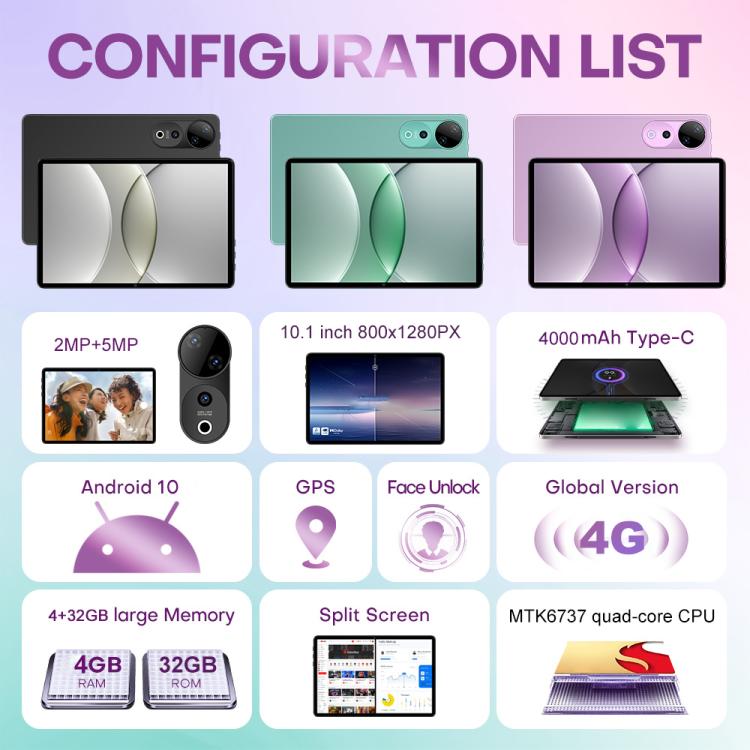 Pad 9 Ultra 10.1인치 3G 전화 통화 태블릿 PC, 2GB+32GB, Android 10 MTK6737 쿼드 코어, 영국 플러그, 영국 플러그
