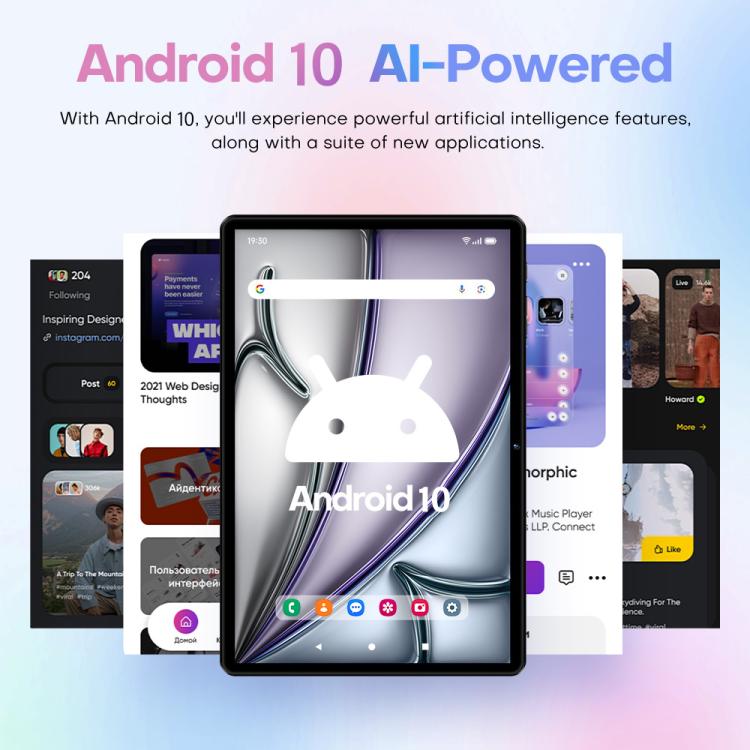 Pad 8 Pro 10.1인치 4G LTE 태블릿 PC 콤보 세트, 4GB+32GB, Android 10 MT6755 옥타 코어, 키보드 / 마우스 / 가죽 케이스 포함, EU 플러그, EU 플러그