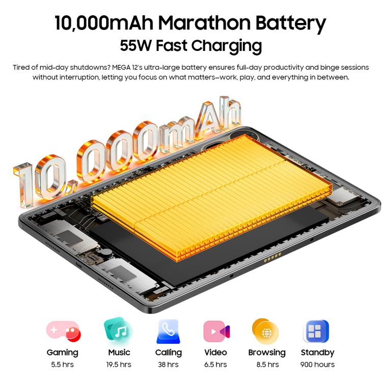 Blackview MEGA 12 태블릿 PC, 12GB+256GB, 12.2인치 안드로이드 16 MediaTek Dimensity 7200 옥타 코어, 네트워크: 5G, 구글 플레이 포함 글로벌 버전