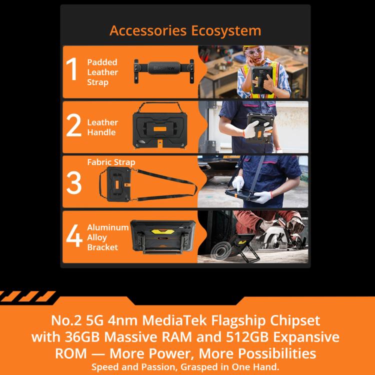 Blackview Active 10 Pro 5G 러기드 태블릿, 12GB+512GB, 10.95인치 Android 14 Dimensity 7300 옥타 코어, 구글 플레이 포함 글로벌 버전, 12GB+512GB