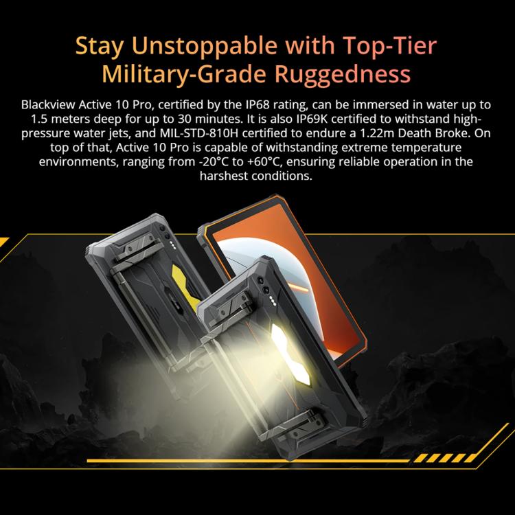 Blackview Active 10 Pro 5G 러기드 태블릿, 12GB+512GB, 10.95인치 Android 14 Dimensity 7300 옥타 코어, 구글 플레이 포함 글로벌 버전, 12GB+512GB