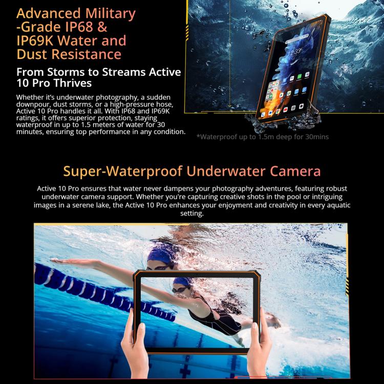 Blackview Active 10 Pro 5G 러기드 태블릿, 12GB+512GB, 10.95인치 Android 14 Dimensity 7300 옥타 코어, 구글 플레이 포함 글로벌 버전, 12GB+512GB