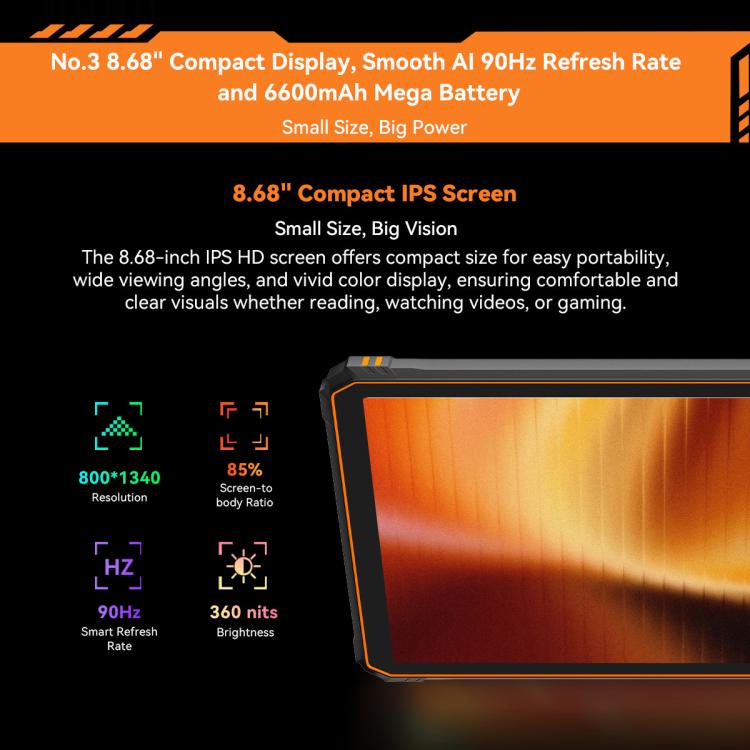 Blackview Active 5 4G 러기드 태블릿, 8GB+128GB, 8.68인치 안드로이드 14 Unisoc UMS9230E T615 옥타코어, 글로벌 버전 구글 플레이 포함, Active 5