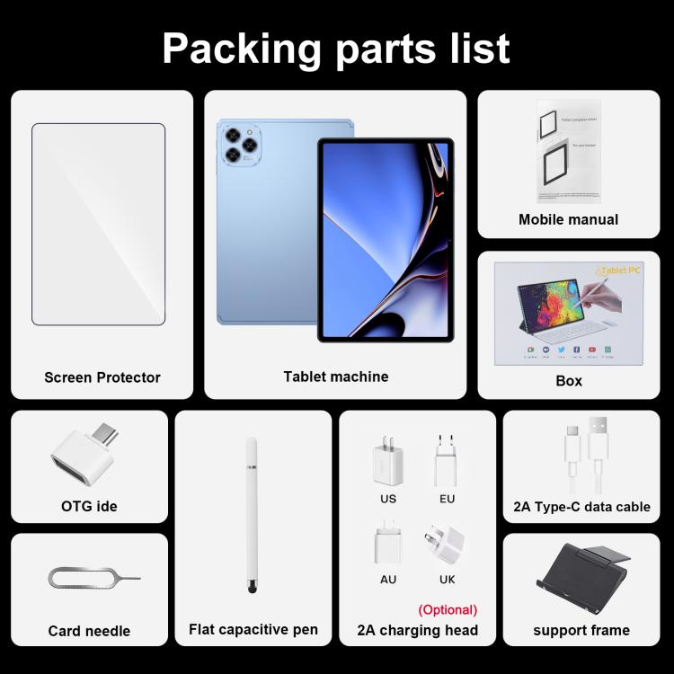 Pad 16 Pro 10.1인치 4G LTE 태블릿 PC, 4GB+32GB, Android 10 MTK6755 옥타 코어, US 플러그, US 플러그