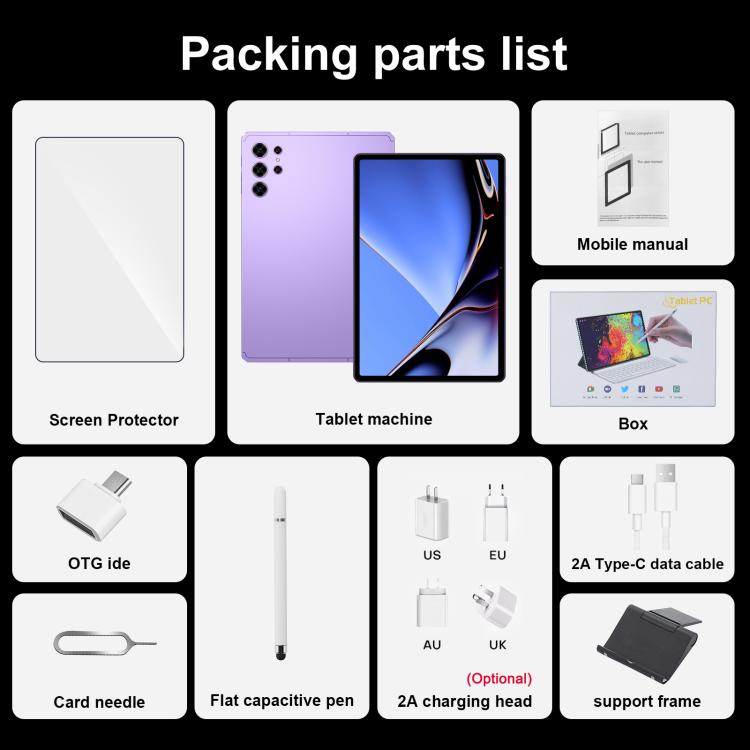 Pad 25 Ultra 10.1인치 4G LTE 태블릿 PC, 4GB+32GB, 안드로이드 10 MTK6755 옥타 코어, 미국 플러그, 미국 플러그