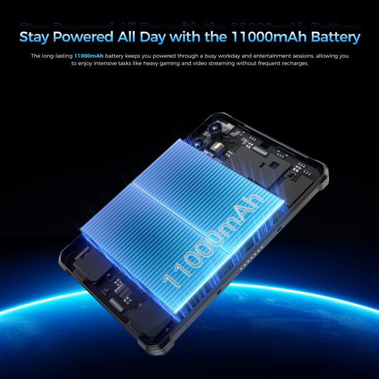 OUKITEL RT3 Plus 4G 네트워크 IP68/IP69K 방수 러기드 태블릿, 4GB+128GB, 8.0인치 안드로이드 15 MediaTek G81 옥타코어 듀얼 SIM 지원, EU 플러그, RT3 Plus 4GB+128GB