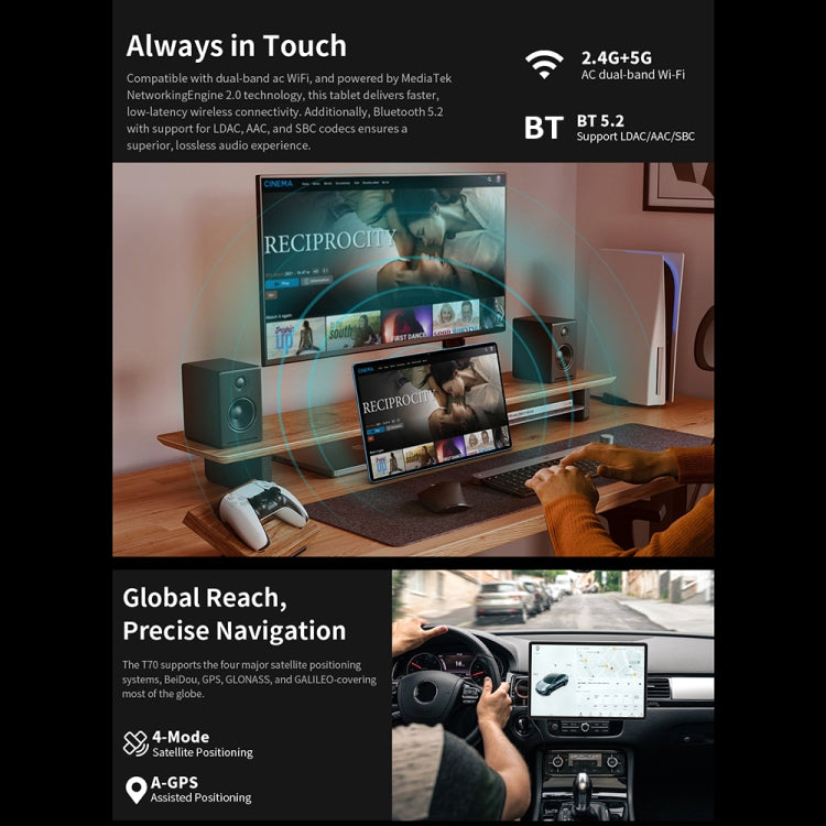 Teclast T70 4G LTE 태블릿 PC, 8GB+256GB, 14인치 Android 14 MediaTek Helio G99 옥타 코어, 듀얼 SIM 지원, T70