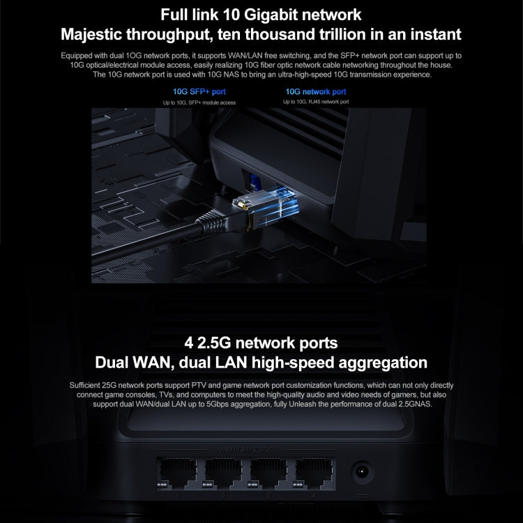 오리지널 샤오미 WiFi 라우터 10기가비트 트라이밴드 무선 메시 네트워크 게임 가속 리피터, 미국 플러그, 10기가비트