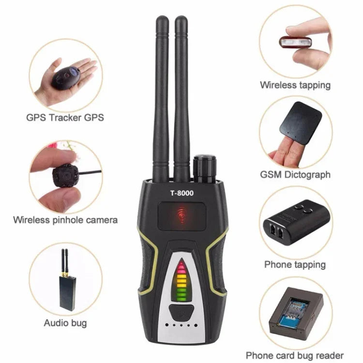 T-8000 RF 신호 탐지기 GSM 오디오 탐지기 GPS 스캔 탐지기, T-8000 실버