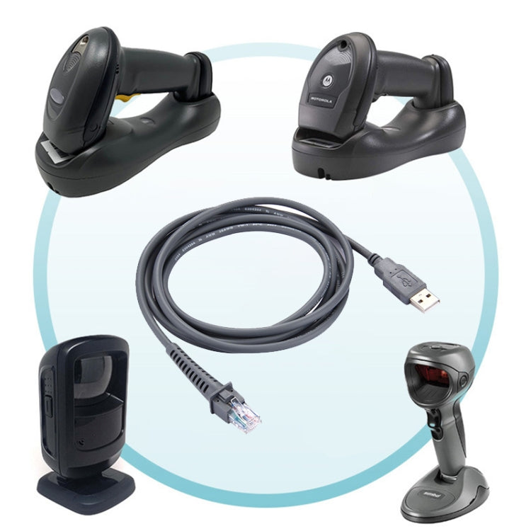 Symbol LS2208 / 2208AP / LS4278용 2m USB A 수컷 to RJ45 스캐너 시리얼 데이터 케이블, USB A 수컷 to RJ45
