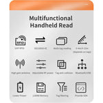 قارئ بلوتوث محمول يدوي بتقنية RFID UHF لمسافة طويلة، الطراز: قياسي، قياسي، قابس الاتحاد الأوروبي، قياسي، قابس الولايات المتحدة، قياسي، قابس المملكة المتحدة