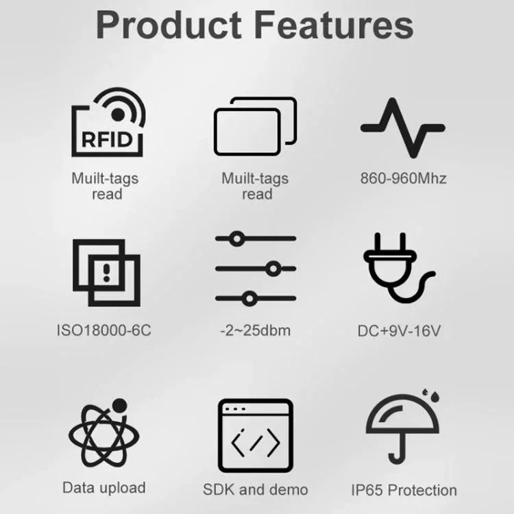 UHF 전자 태그 식별 RFID 리더/라이터 7dbi 안테나 통합 리더기, 스타일: USB 가상 포트, USB 가상 포트