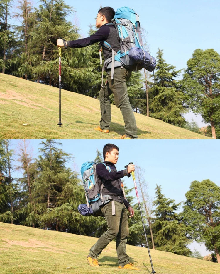 135cm 조절식 휴대용 높이 야외 알루미늄 트레킹 폴, 레드#135cm, 그린#135cm