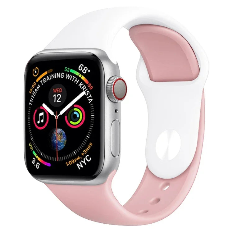 Apple Watch 시리즈 3 & 2 & 1 42mm용 투톤 실리콘 시계 밴드 (연한 파랑+연한 분홍)