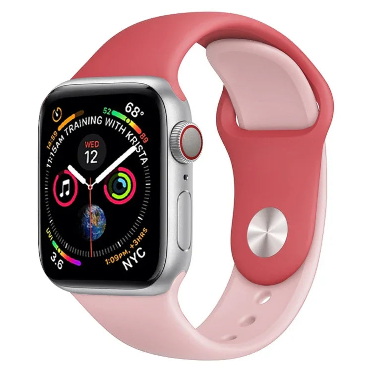 Apple Watch 시리즈 3 & 2 & 1 42mm용 투톤 실리콘 시계 밴드 (연한 파랑+연한 분홍)