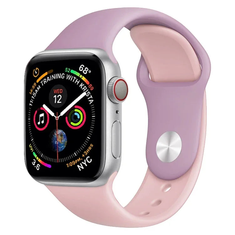 Apple Watch 시리즈 3 & 2 & 1 42mm용 투톤 실리콘 시계 밴드 (연한 파랑+연한 분홍)