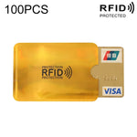 100개 알루미늄 호일 RFID 차단 신용카드 ID 은행 카드 케이스 카드 홀더 커버, 크기: 9 x 6.3cm