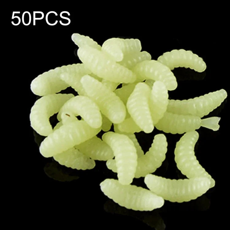 HENGJIA SO106 50개 20mm 시뮬레이션 빵 미끼 웜 초승달 소프트 베이트 승마 물고기 웜 미끼 낚시 장비