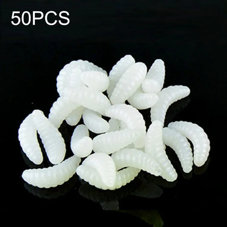 HENGJIA SO106 50개 20mm 시뮬레이션 빵 미끼 웜 초승달 소프트 베이트 승마 물고기 웜 미끼 낚시 장비