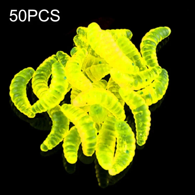 HENGJIA SO106 50개 20mm 시뮬레이션 빵 미끼 웜 초승달 소프트 베이트 승마 물고기 웜 미끼 낚시 장비