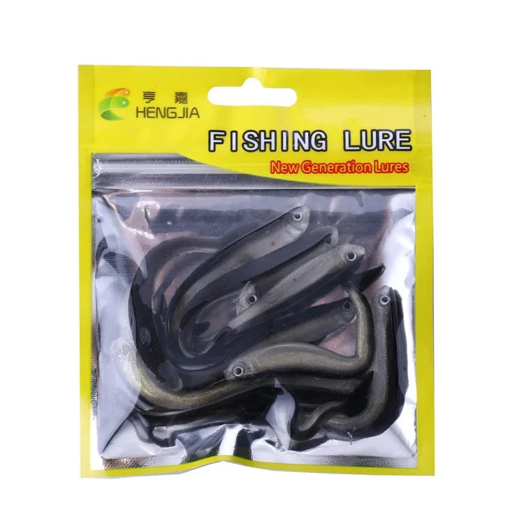HENGJIA SO101 10개 8cm/2.4g 미꾸라지 소프트 베이트 투톤 소형 어로드 소프트 낚시 루어 바다 낚시용