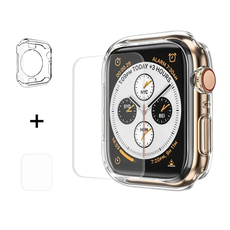 ENKAY Hat-Prince 2-in-1 TPU 반투명 케이스 + 3D 풀 스크린 PET 곡면 열성형 필름 Apple Watch 시리즈 6 / 5 / 4 / SE 3 / SE 2 / SE 1 44mm용, F Apple Watch 시리즈 6 / 5 / 4 / SE 3 / SE 2 / SE 1 44mm
