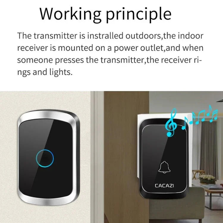 CACAZI A50 1 For 1 Wireless Music Doorbell without Battery - Trustpick
