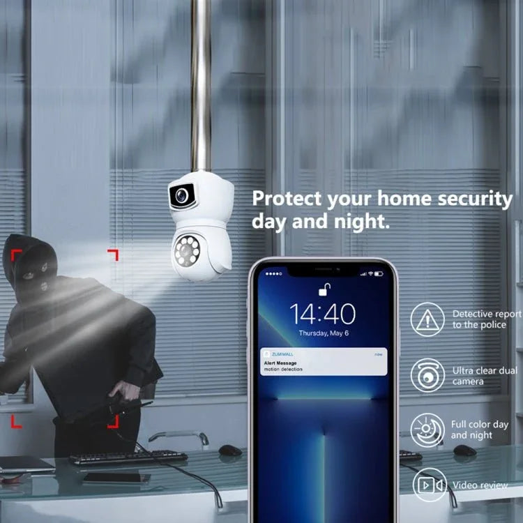 DP41 Bulb - type Dual - lens Motion Tracking Smart Camera Supports Voice Intercom - Trustpick