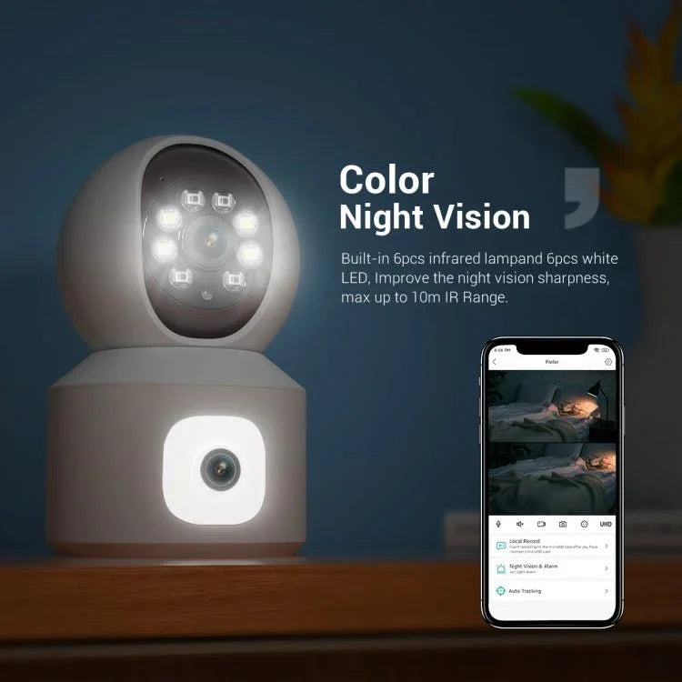 ESCAM QF010 2x2MP Dual Lens Dual Screen Surveillance WiFi Camera Support Two - way Voice & Motion Detection - Trustpick